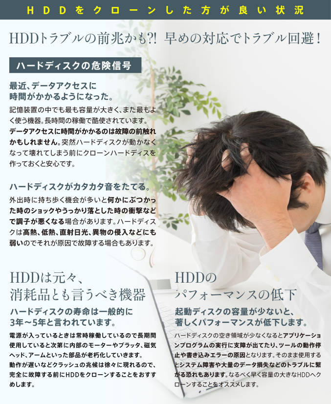 HDDをクローンした方が良い状況 HDDトラブルの前兆かも?! 早めの対応でトラブル回避!ハードディスクの危険信号