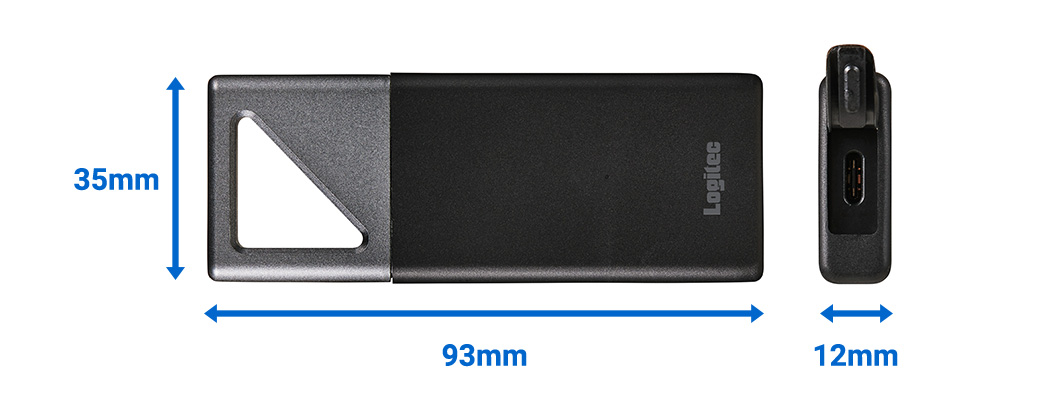ロジテック SSD 耐衝撃・防滴仕様の高速SSD｜サイズ